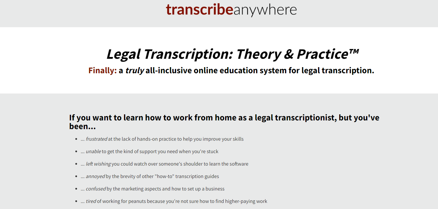 legal transcription course