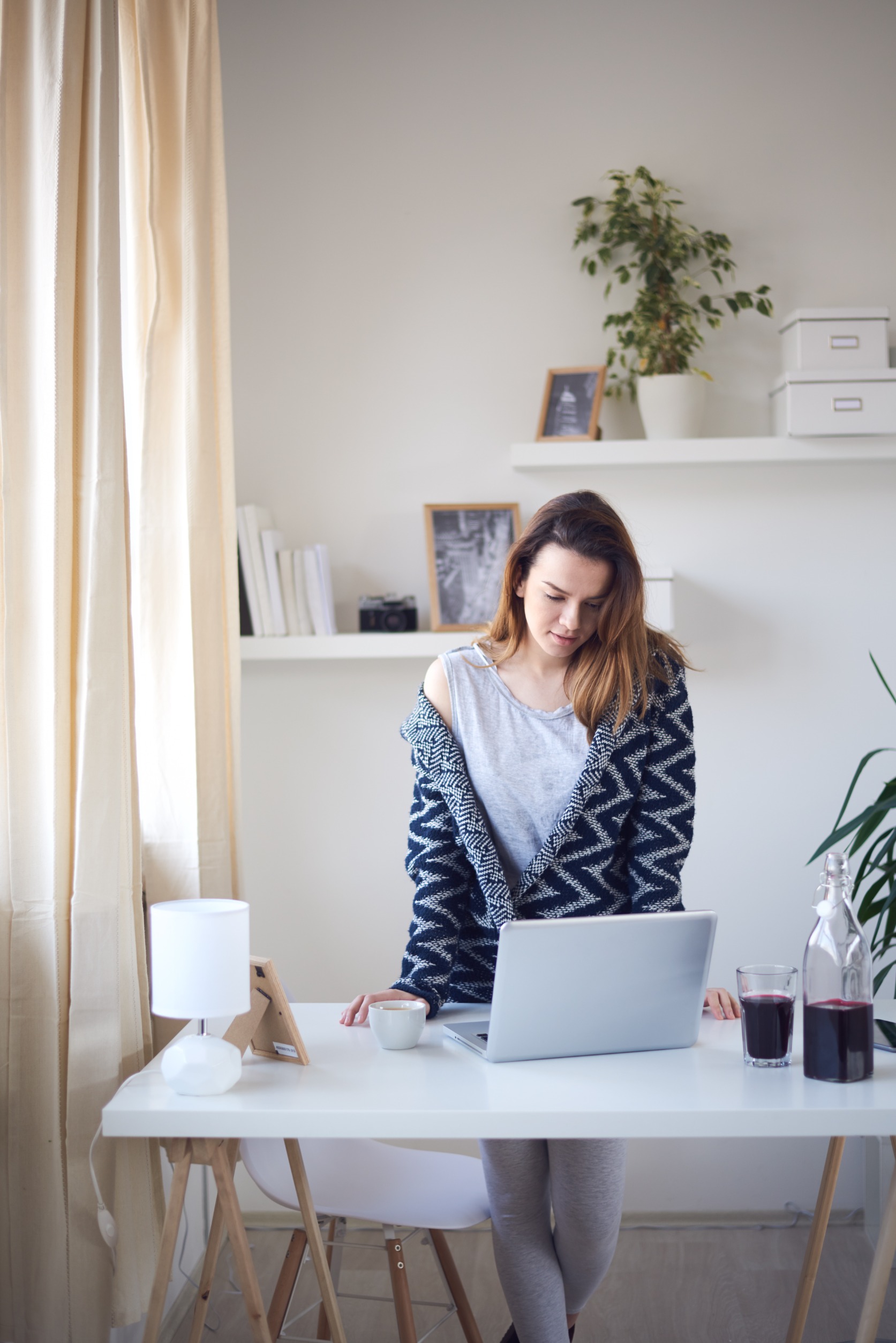 lady work at home