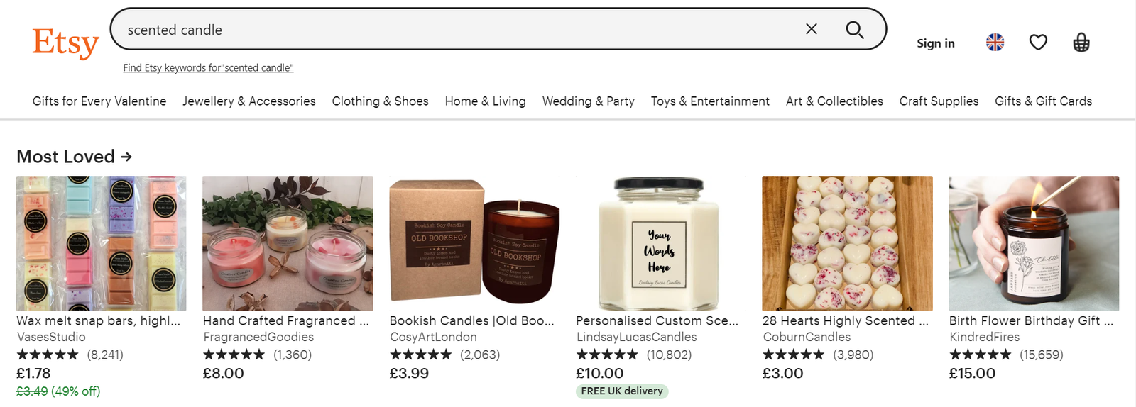 scented candles etsy